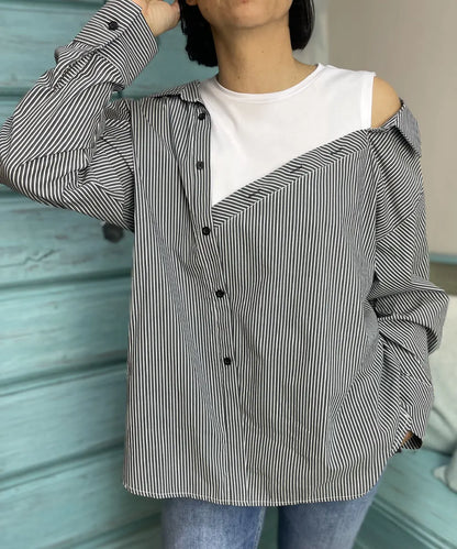 Camicia Combinata A Righe