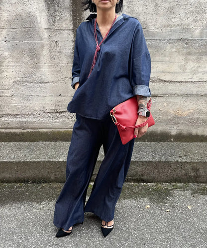 Pantalone Palazzo Chambray