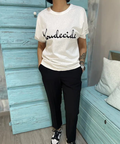 T-shirt Scritta Ricamata